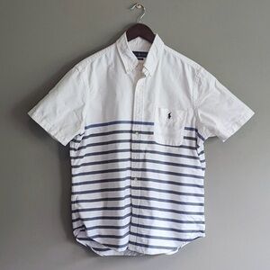 Ralph Lauren White and Navy Striped Casual Shirt